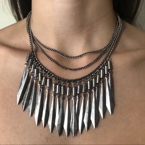 Silver Layered Statement Chain Necklace